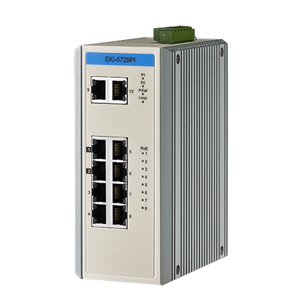 Proview 8 Port PoE GbE + 2 Port GbE Industrial Switch, Extended Temp -40~75℃